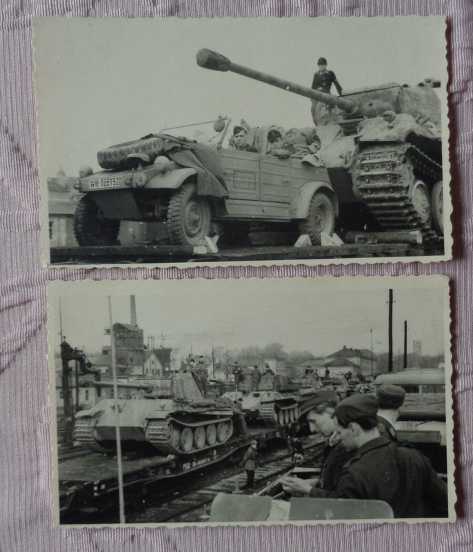 2 orig. Foto, Panther Panzer und Kübelwagen mit Kennung WW2