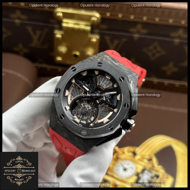 Audemars Piguet Royal Oak Concept Flying Tourbillon Replica Red Rubber Strap 42mm