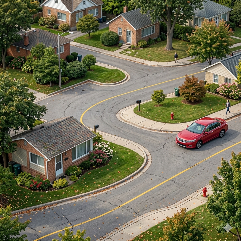 Learner driver making a 3-point turn in a car
