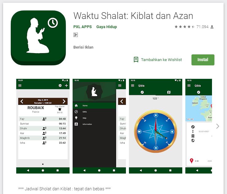 Aplikasi Waktu Shalat: Kiblat dan Azan