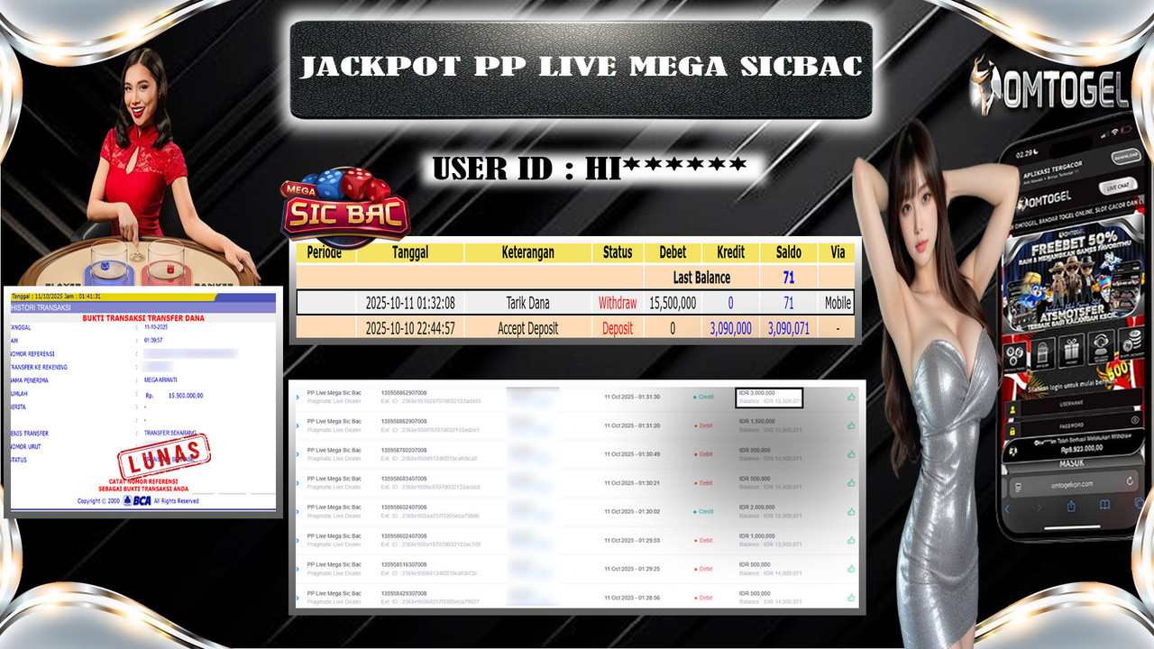 OMTOGEL JACKPOT PRAGMATIC CASINO LIVE MEGA SIC BAC 15 JUTA DI BAYAR LUNAS ,-
