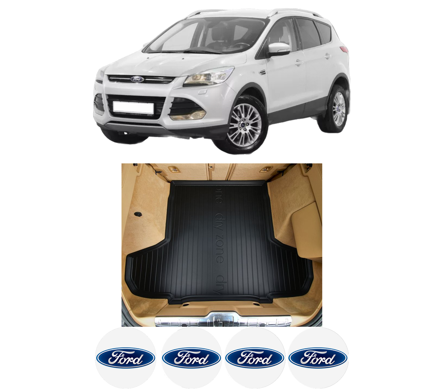 Tavita Portbagaj FORD KUGA II (DM2) din 2012-2019, Protectie Portbagaj Auto, 4x Stickere auto cu FORD