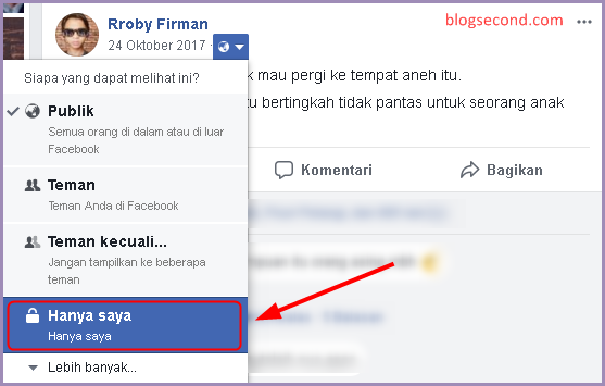 Menyembunyikan Suatu Kiriman di Facebook