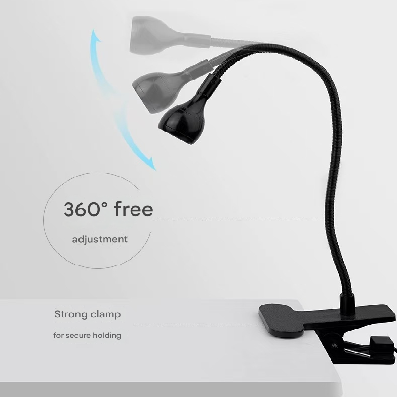 White 3W UV LED Gel Nail Curing Lamp Clip On Flexible Gooseneck Light 4 Brightness Levels for Gel Polish and Resin Curing