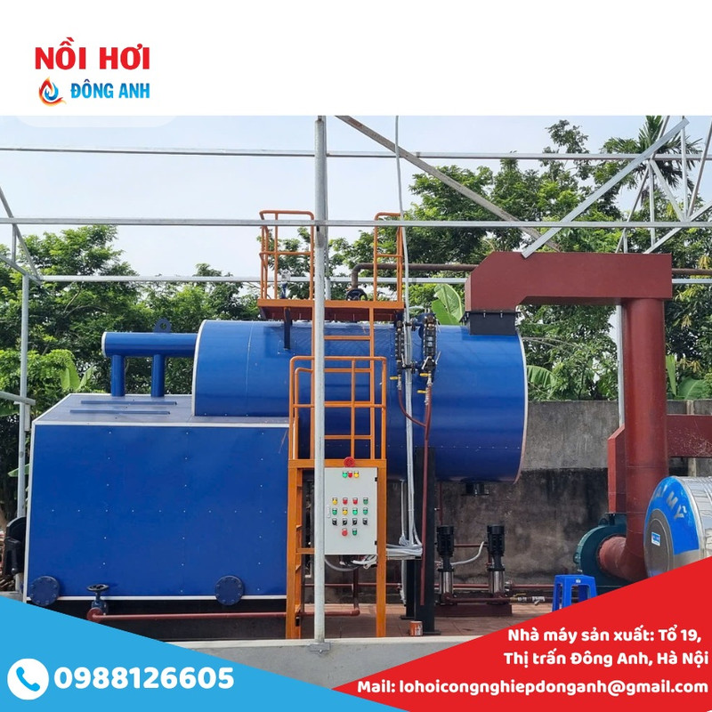 nồi hơi đốt than củi 1 tấn