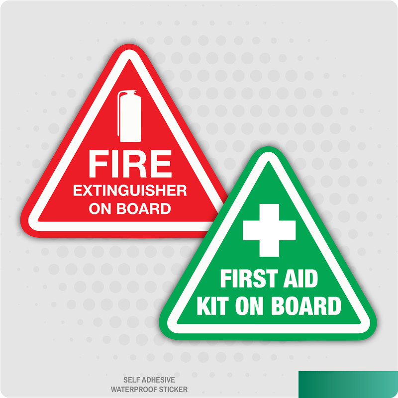 First Aid and Fire Extinguisher On Board Self Adhesive Stickers Safety Signs eBay