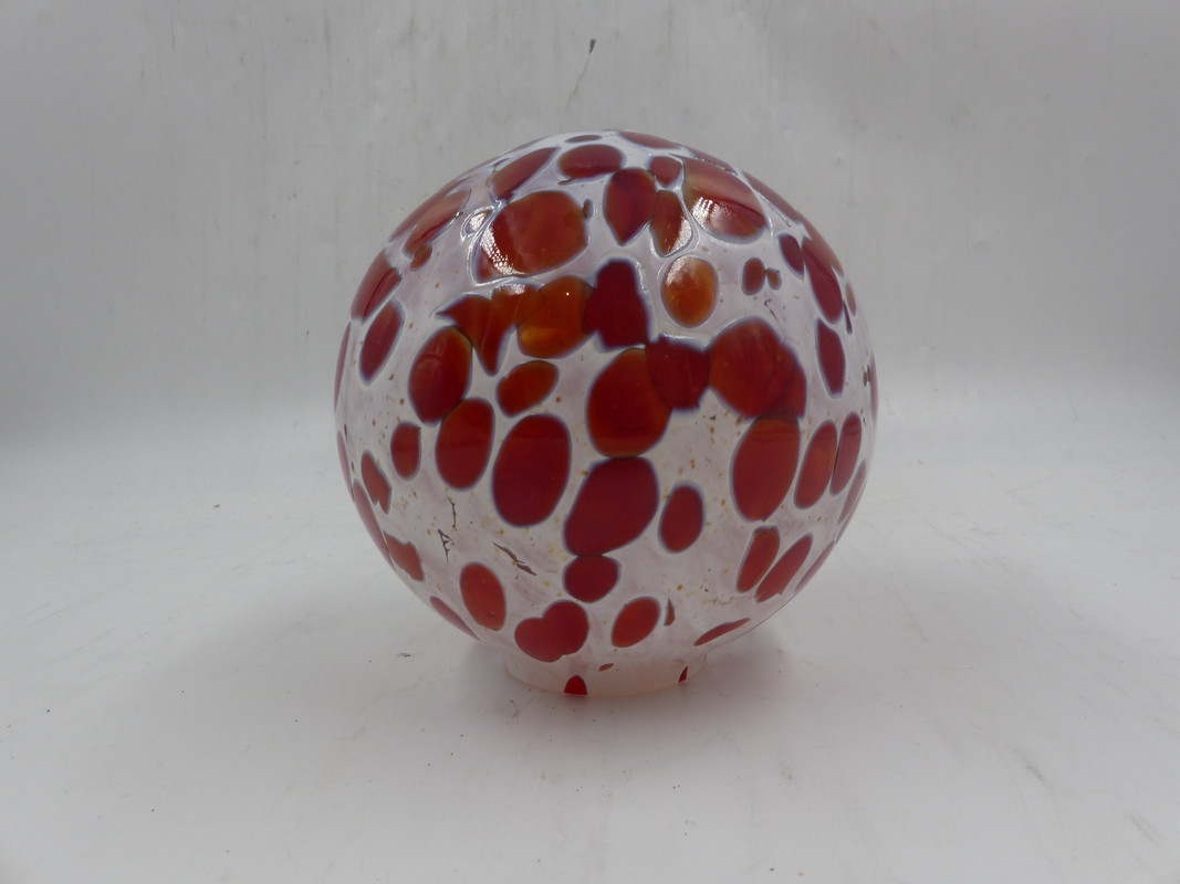 CZECH REPUBLIC RED AND WHITE MEDIUM CYLINDER HAND BLOWN GLASS LIGHT COVER