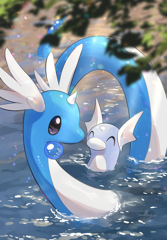 dragonair-and-dratini-pokemon-drawn-by-n