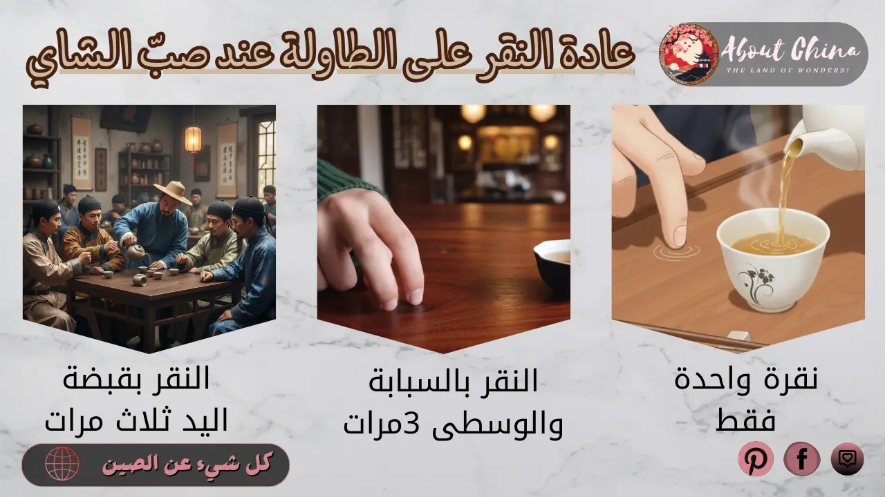 عادة النقر على الطاولة عند صبّ الشاي. عادة النقر على الطاولة عند صبّ الشاي.
