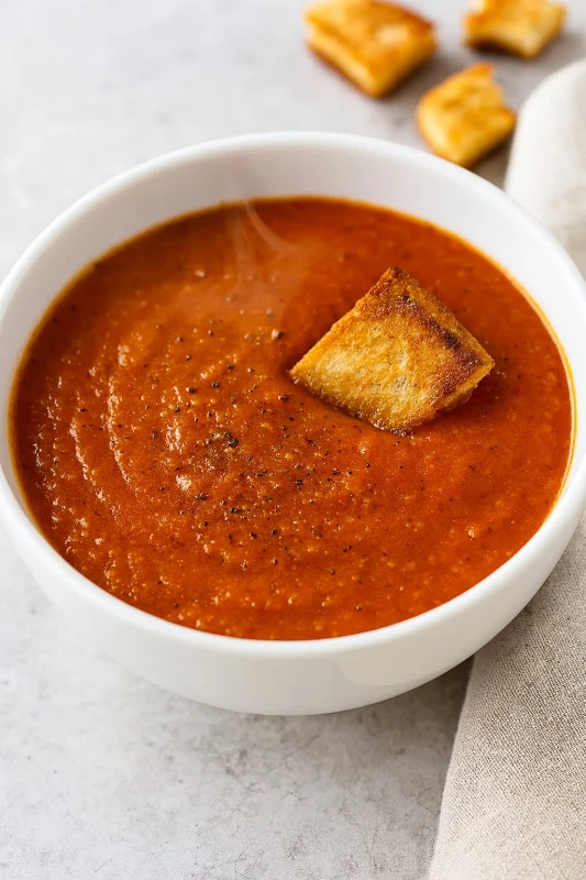 Hintergrundbild Geröstete Tomatensuppe aus der Heißluftfritteuse