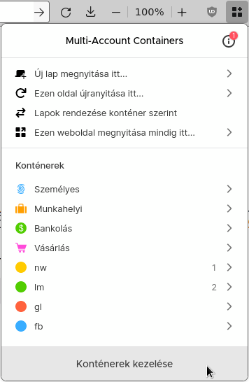 Firefox kiegészítők: Multi-Account Containers | Linux Mint Magyar Közösség