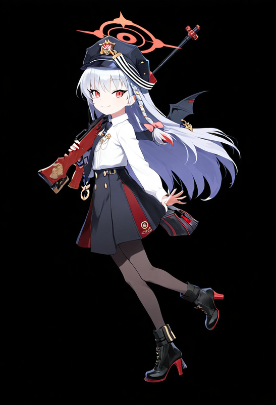1 girl, healthyman, haruna (blue archive), aged down, {little child}, black back s-3285350031