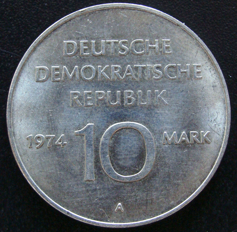 10 Marcos. República Democrática Alemana (1974) 25 Aniversario RDA-10-Marcos-1974-25-Aniversario-RDA-rev