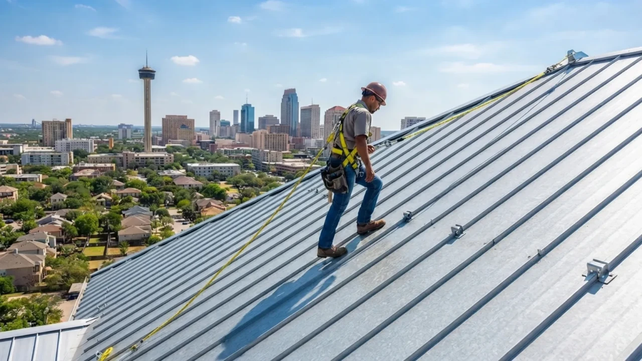 Roof pitch diagram metal roof walking safety San Antonio