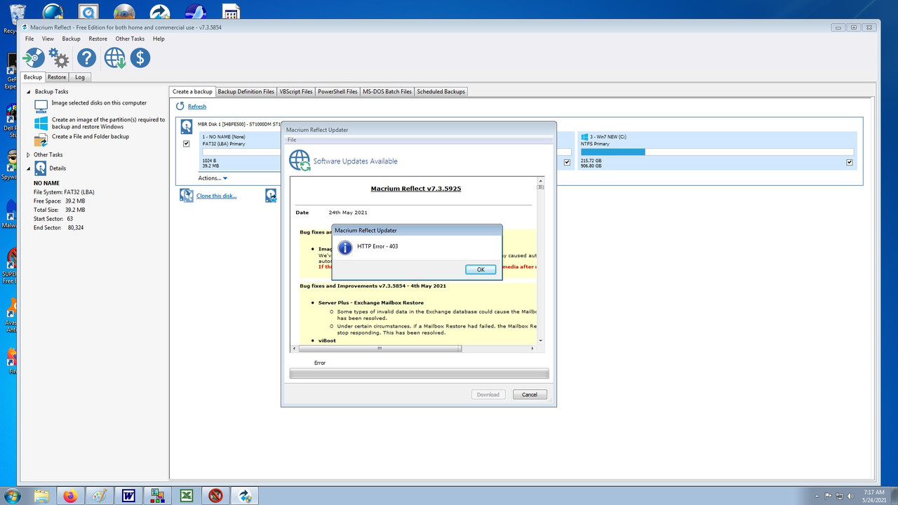 15(Macrium update error)