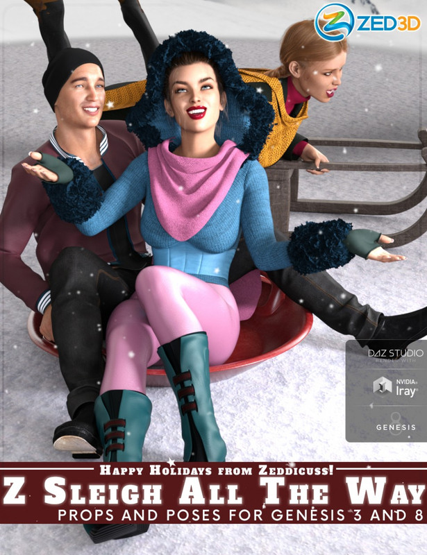 z sleigh all the way props and poses 00 main daz3d