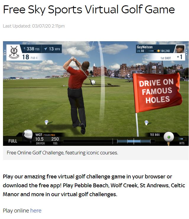 SKY Sports & WGT - World Golf Tour