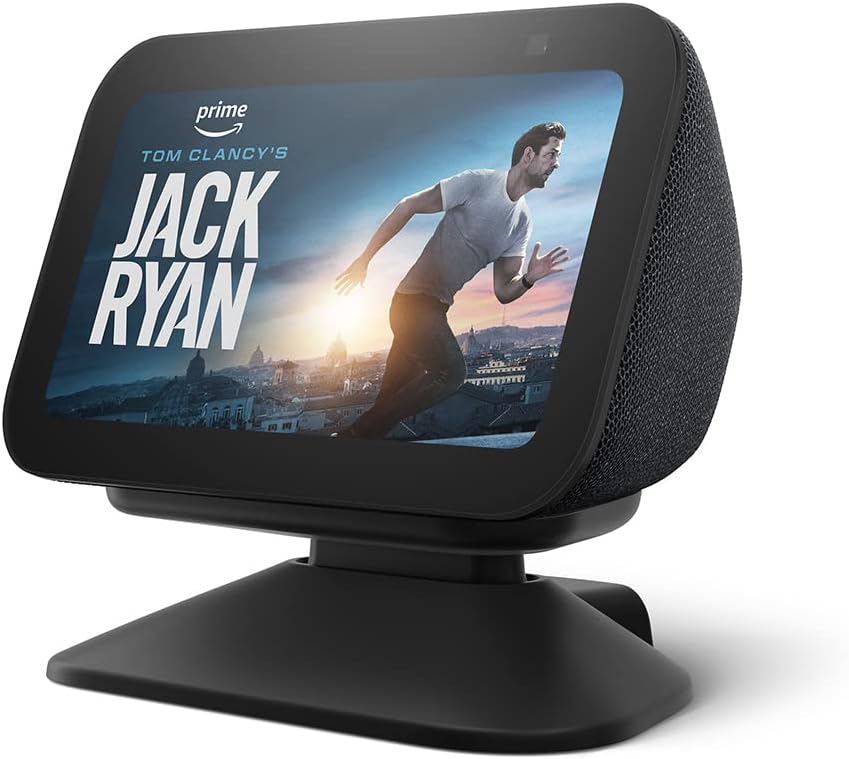 Suporte de mesa ajustável para Echo Show 5 - cor preta. Imagem: Amazon.