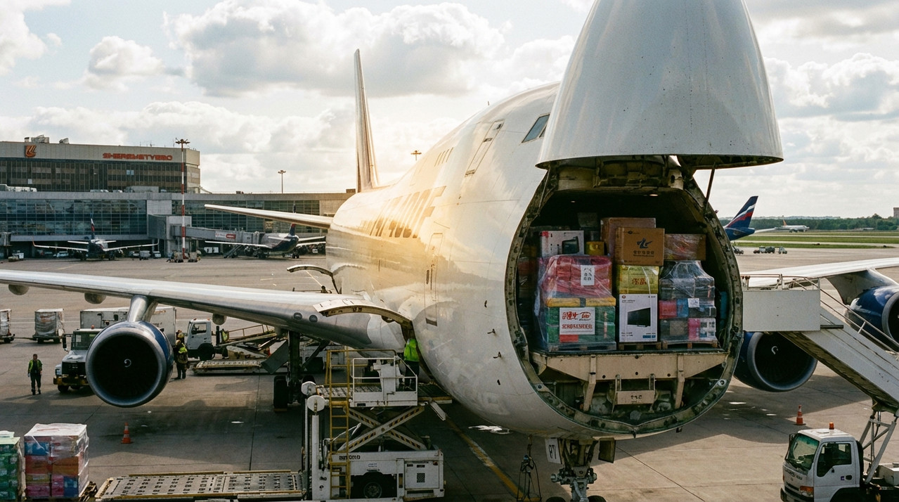 Самолет с грузом из Китая в аэропорту Шереметьево
