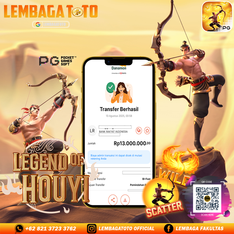 BUKTI JACKPOT 14 AGUSTUS LEMBAGATOTO LEGEND OF HOUYI  Rp.13.000.000,- LUNAS