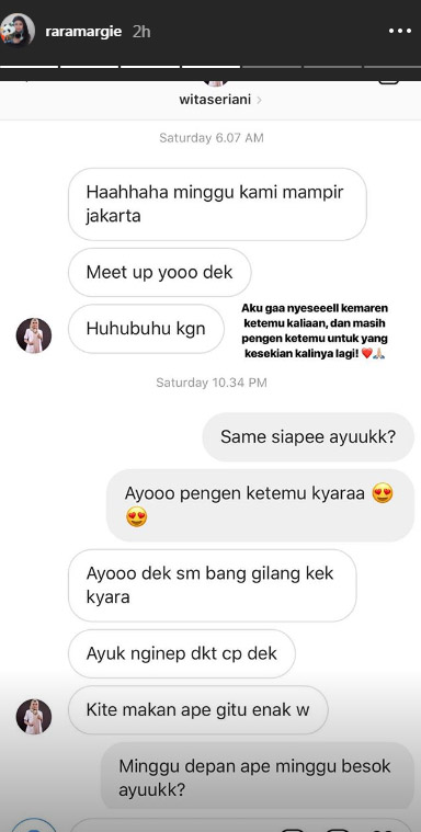 Instagram story Rara Margie