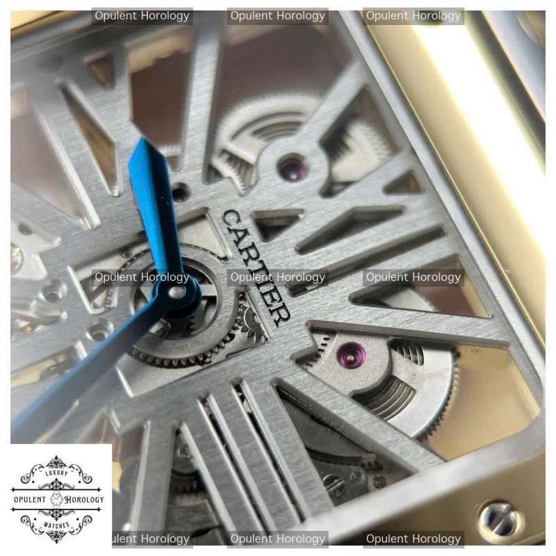 Cartier Santos Skeleton Replica Watch | 39.8mm Two-Tone Yellow Gold Bezel Metal Bracelet