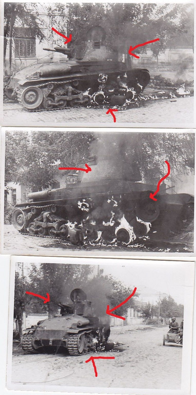 geschossener Skoda 35(t) Panzer combat Häuserkam
