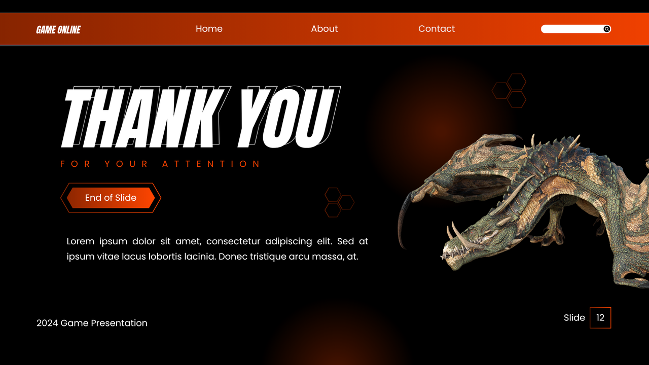 Orange and Black Gradient Bold Game Presentation