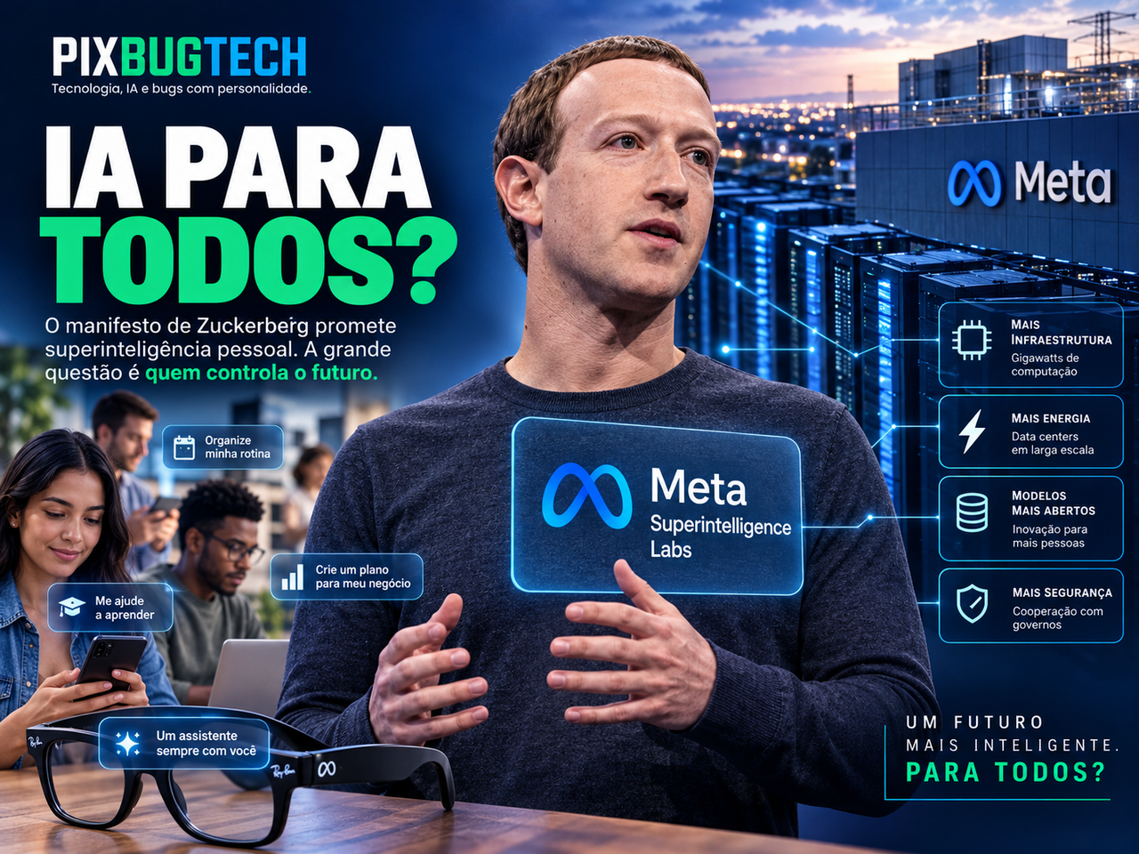 Zuckerberg promete “superinteligência para todos”, mas manifesto da Meta é também uma disputa por energia, dados e poder