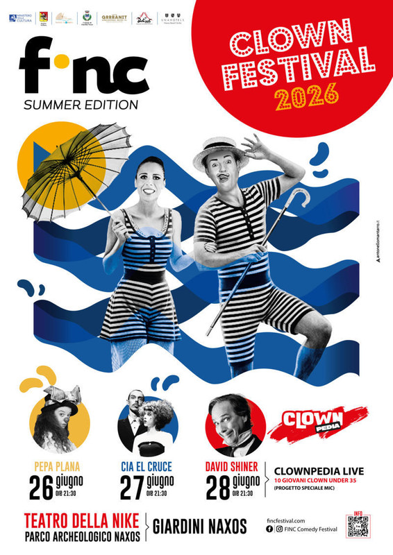 Clownpedia Live David Shiner e undici artisti under 35 protagonisti al FINC Summer Edition, Domenica 28 giugno 2026 a Giardini Naxos (ME)