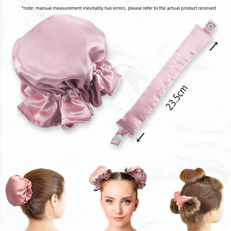 Pink Heatless Hair Curler Set with Satin Ribbon and Sleep Caps for Overnight Big Waves Easy Damage-Free Styling Solution for Local Women Professional Kit