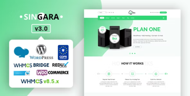 Singara – Multipurpose Hosting with WHMCS WordPress Theme