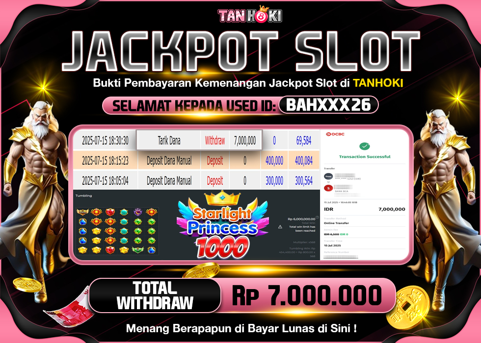 TANHOKI JACKPOT SLOT STARLIGHT PRINCESS 1000 Rp.7.000.000,- LUNAS