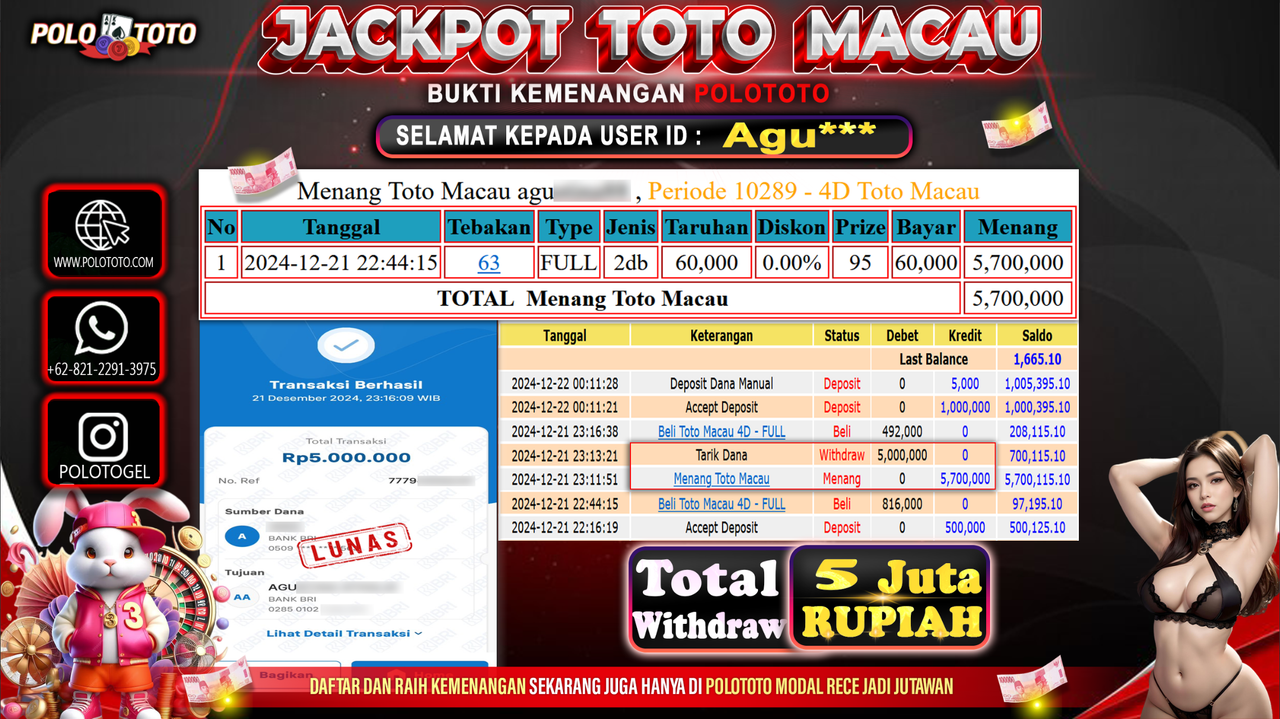 POLOTOTO JACKPOT TOGEL TOTO MACAU Rp.5,000.000,-