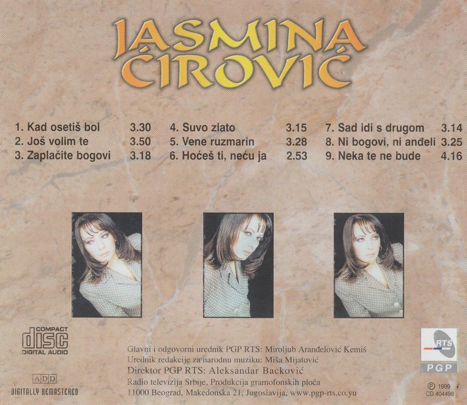 Jasmina Cirovic - 1999 - Kad osetis bol - zadnja