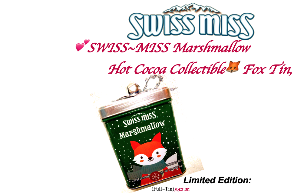 💕SWISS~MISS MARSHMALLOW HOTCOCOA MIX COLLECTIBLE HOLIDAY🦊FOX TIN