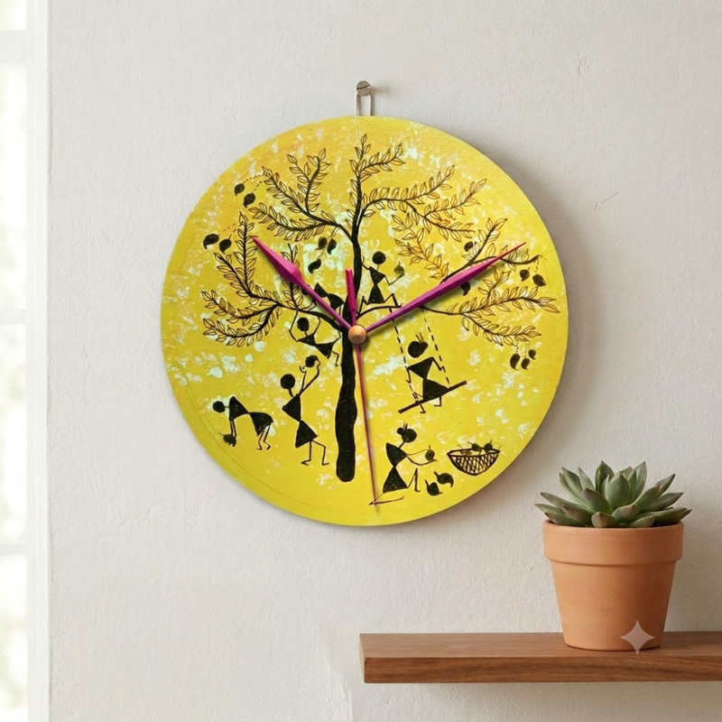 Warli Painting on Round Clock DIY Kit