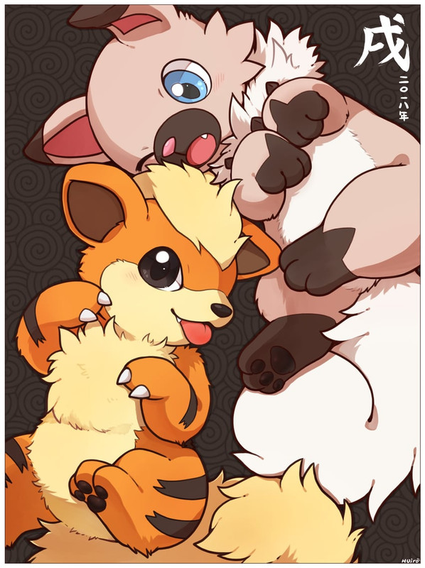 growlithe-and-rockruff-pokemon-drawn-by-