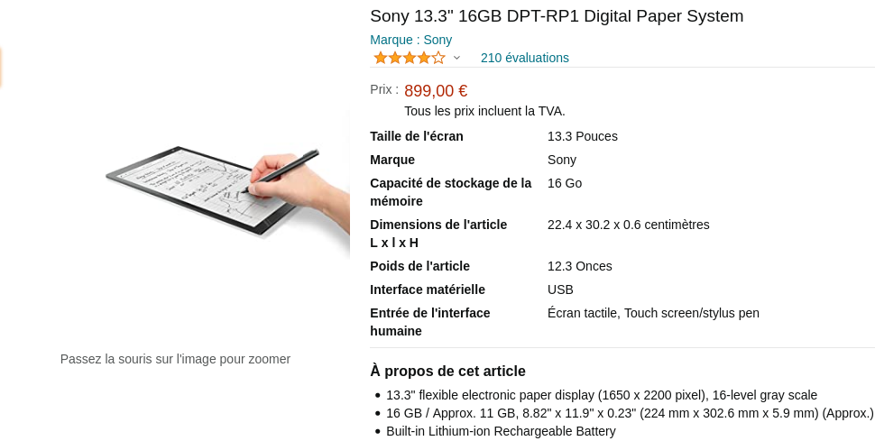 Screenshot_2021-03-06 Sony 13 3 16GB DPT-RP1 Digital Paper System Amazon fr High-tech