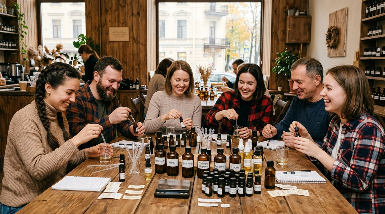 Подбор ароматических масел для свечей на групповом мастер-классе