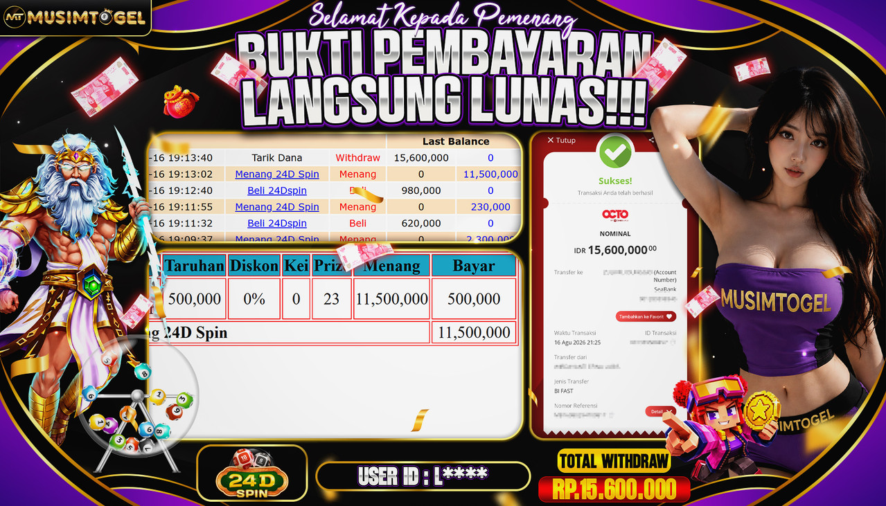 MUSIMTOGEL JP LIVEGAMES 15,600,000 - 24D SPIN - LIVEGAME