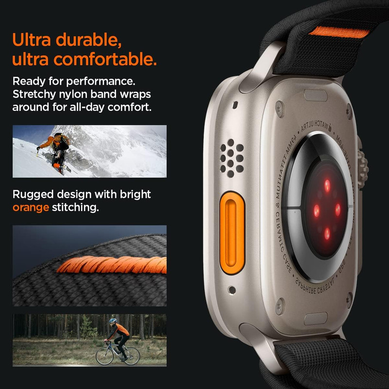 Detalle del cierre de hebilla metálica de la correa Spigen Lite Fit Ultra.