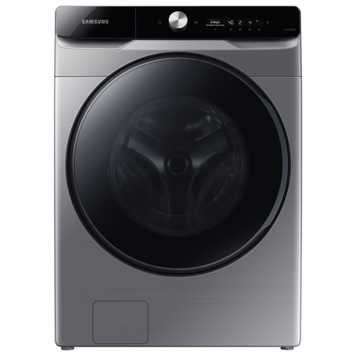 Lavasecadora Samsung de carga frontal en color gris platinum silver