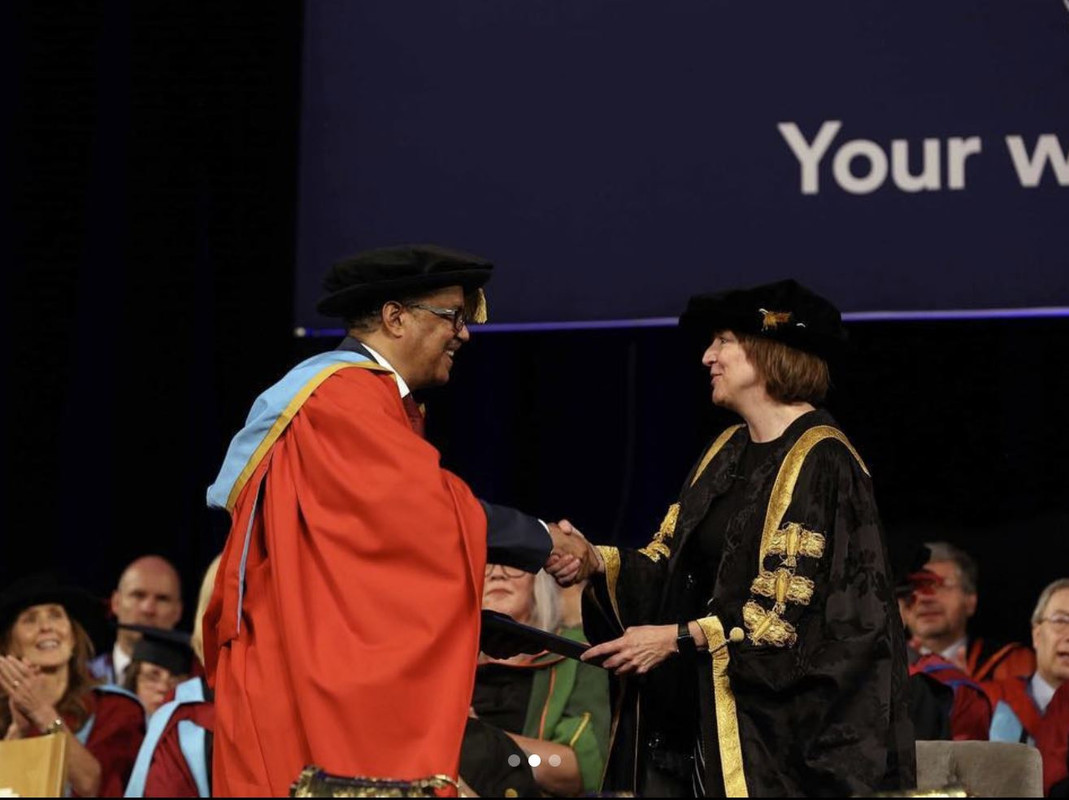 Tedros Adhanom receiving an honorary doctorate degree in Medicine at the University of Nottingham