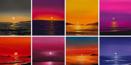 Glowing Beach Sunsets : A 7 Day Gouache Challenge