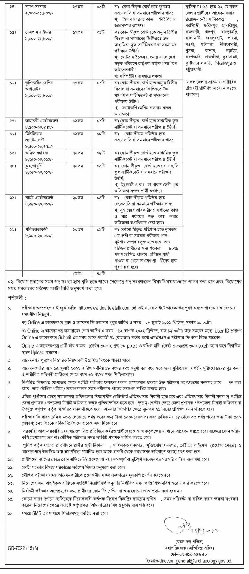 Department of Archaeology Job Circular 3 Department of Archaeology (Bangladesh) Job Circular