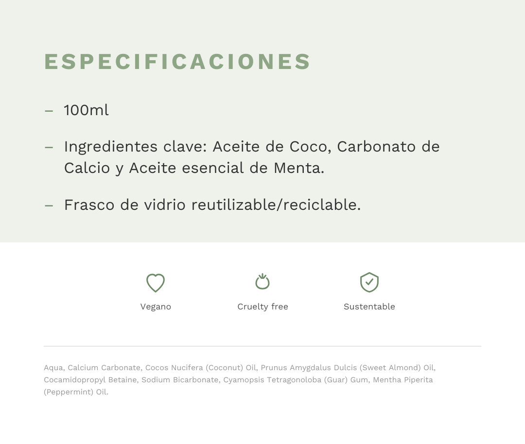 Especificaciones &mdash; Pasta Dental Natural