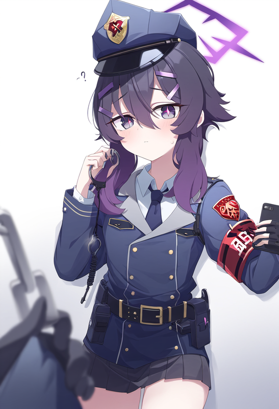 depth of field, 1girl, , haruka (blue archive), {{{{police uniform}}}}, blue arc s-258559657