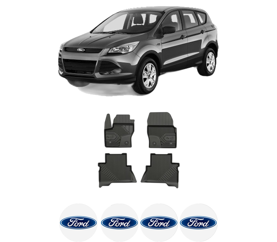Set covorase presuri FORD KUGA II VAN din 2014-2019, auto, din cauciuc thermoplastic, 4 Stickere auto cu FORD