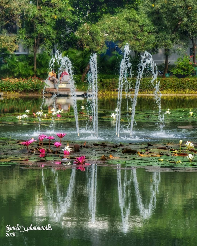 Air mancur di tengah danau Taman Situ Lembang